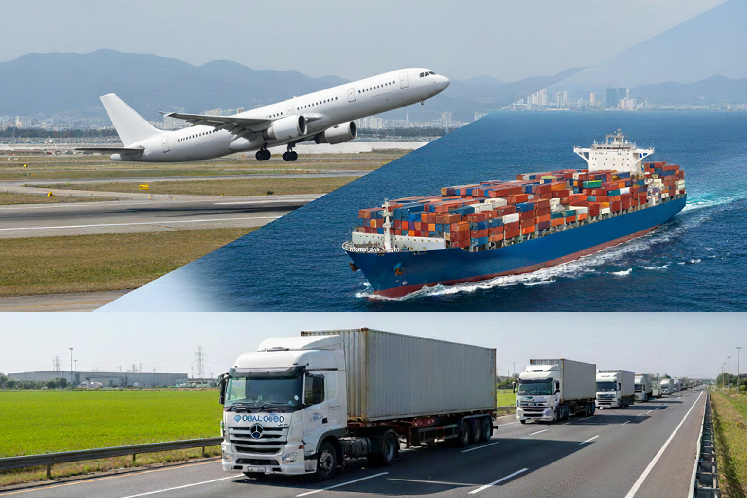 Containers stacked on a cargo ship moving across the ocean